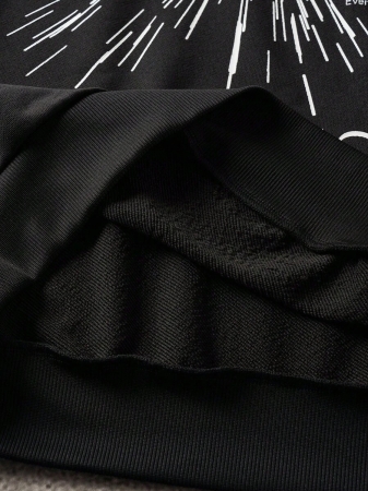 Discovery X SHEIN Men's Letter & Graphic Print Crew Neck Long Sleeve Pullover Sweatshirt, 2000s Style , Fall - Image 8