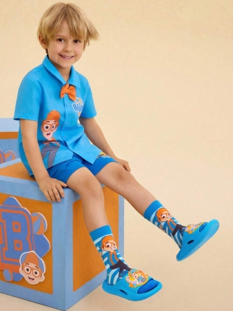 LE PETIT PRINCE X SHEIN Moon & Star Cute Cartoon Blue Children's Slip-On Slippers Toddlers & Kids Non-Slip Quick-Drying Shower Slide, Lightweight And Durable EVA Material, Unisex For Boys And Girls In The House, Bthroom, Playground, Swimming Pool, Beach Indoor Outdoor - Image 78