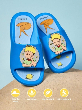 LE PETIT PRINCE X SHEIN Moon & Star Cute Cartoon Blue Children's Slip-On Slippers Toddlers & Kids Non-Slip Quick-Drying Shower Slide, Lightweight And Durable EVA Material, Unisex For Boys And Girls In The House, Bthroom, Playground, Swimming Pool, Beach Indoor Outdoor - Image 123