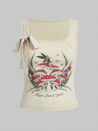 ROMWE Fairycore Y2K Mushroom Fairy Criss-Cross Strap Women Tank Top - Image 2