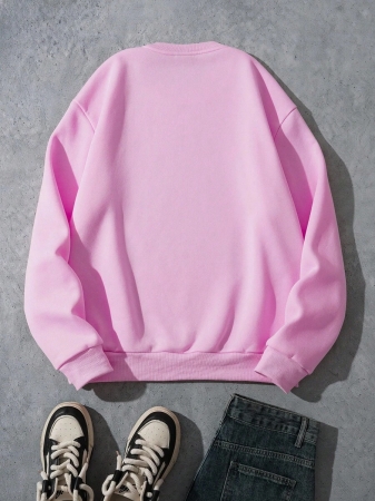 GODZILLAxKONG X SHEIN Men's Casual Everyday Letter & Monster Graphic Crew Neck Sweatshirt - Image 3