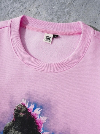 GODZILLAxKONG X SHEIN Men's Casual Everyday Letter & Monster Graphic Crew Neck Sweatshirt - Image 8