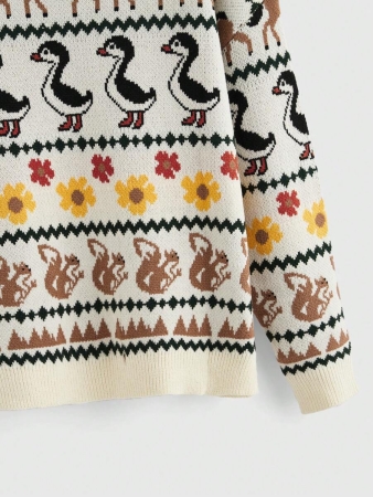 ROMWE Fairycore Countryside Cute Allover Print Crew Neck Long Sleeve Sweater - Image 4