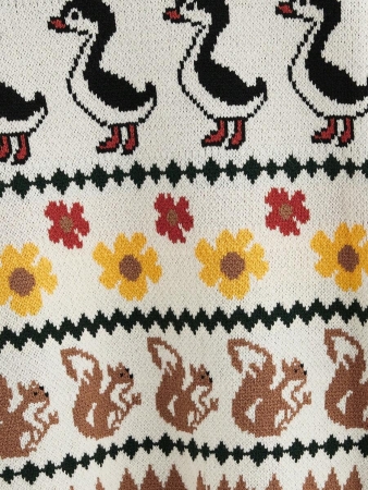 ROMWE Fairycore Countryside Cute Allover Print Crew Neck Long Sleeve Sweater - Image 11