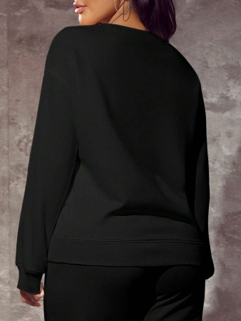 SHEIN SXY Letter Graphic Drop Shoulder Sweatshirt,Long Sleeve Tops In Fall/Winter - Image 3