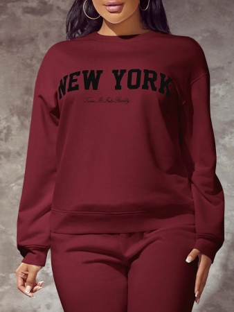 SHEIN SXY Letter Graphic Drop Shoulder Sweatshirt,Long Sleeve Tops In Fall/Winter - Image 7