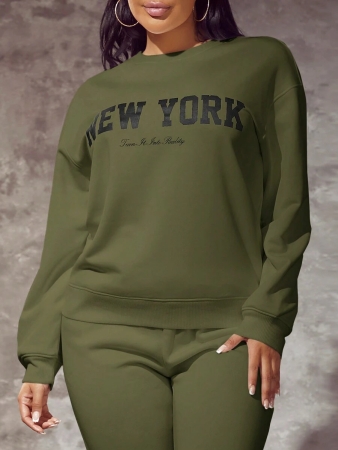 SHEIN SXY Letter Graphic Drop Shoulder Sweatshirt,Long Sleeve Tops In Fall/Winter - Image 16