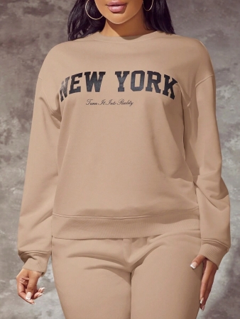 SHEIN SXY Letter Graphic Drop Shoulder Sweatshirt,Long Sleeve Tops In Fall/Winter - Image 17