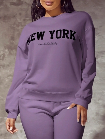 SHEIN SXY Letter Graphic Drop Shoulder Sweatshirt,Long Sleeve Tops In Fall/Winter - Image 24