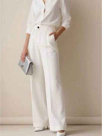 Women's High Waist Pleated Loose Fit Trousers, Suitable For Work And Casual Wear, Spring/Summer - Image 3