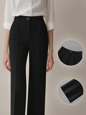 Women's High Waist Pleated Loose Fit Trousers, Suitable For Work And Casual Wear, Spring/Summer - Image 18