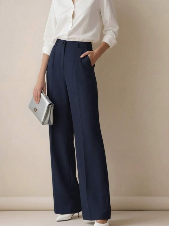 Women's High Waist Pleated Loose Fit Trousers, Suitable For Work And Casual Wear, Spring/Summer - Image 21