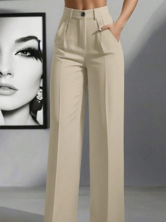 Women's High Waist Pleated Loose Fit Trousers, Suitable For Work And Casual Wear, Spring/Summer - Image 26