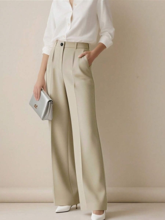 Women's High Waist Pleated Loose Fit Trousers, Suitable For Work And Casual Wear, Spring/Summer - Image 27