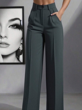 Women's High Waist Pleated Loose Fit Trousers, Suitable For Work And Casual Wear, Spring/Summer - Image 38