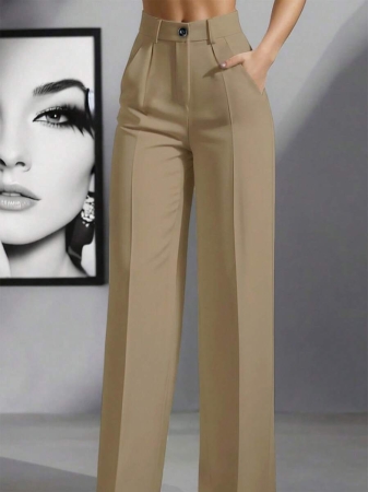 Women's High Waist Pleated Loose Fit Trousers, Suitable For Work And Casual Wear, Spring/Summer - Image 50