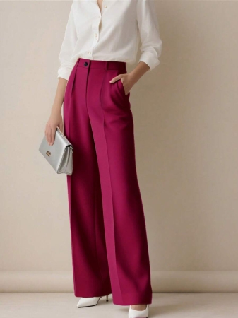 Women's High Waist Pleated Loose Fit Trousers, Suitable For Work And Casual Wear, Spring/Summer - Image 57