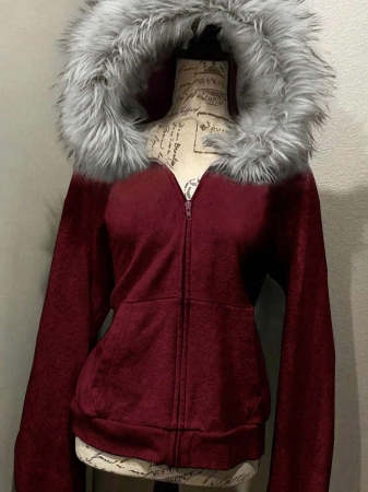 Noixe Women's Slim Fit Hooded Sweatshirt Jacket With Faux Fur Collar - Image 14