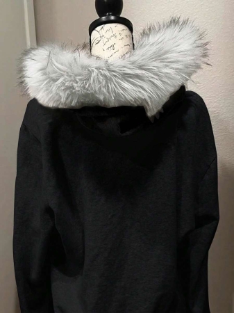 Noixe Women's Slim Fit Hooded Sweatshirt Jacket With Faux Fur Collar - Image 16