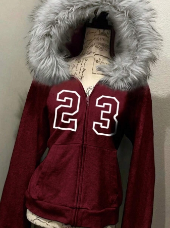 Noixe Women's Slim Fit Hooded Sweatshirt Jacket With Faux Fur Collar - Image 23