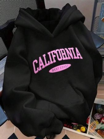 HESSEN Women's New Autumn/Winter Fashion Casual Loose Versatile Solid Color & Letter Print Long Sleeve Hoodie Sweatshirt, Daily Wear, Back To School, Graduation, Teacher Outfit, Outdoor Fitness, Running, Christmas Party - Image 6