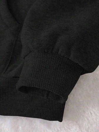 HESSEN Women's New Autumn/Winter Fashion Casual Loose Versatile Solid Color & Letter Print Long Sleeve Hoodie Sweatshirt, Daily Wear, Back To School, Graduation, Teacher Outfit, Outdoor Fitness, Running, Christmas Party - Image 9