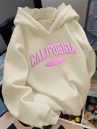 HESSEN Women's New Autumn/Winter Fashion Casual Loose Versatile Solid Color & Letter Print Long Sleeve Hoodie Sweatshirt, Daily Wear, Back To School, Graduation, Teacher Outfit, Outdoor Fitness, Running, Christmas Party - Image 10