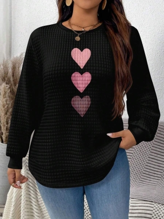 EMERY ROSE Khaki Plaid Round Neck Casual Comfortable Sweatshirt, Fall/Winter - Image 2