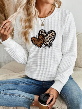 EMERY ROSE Khaki Plaid Round Neck Casual Comfortable Sweatshirt, Fall/Winter - Image 13