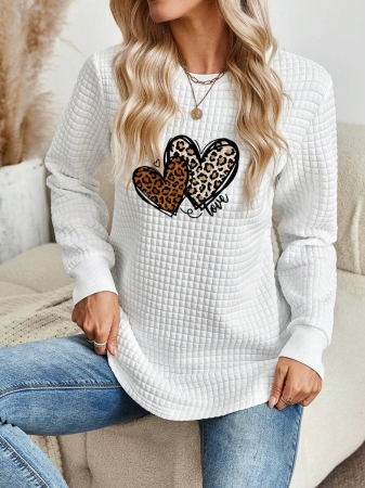 EMERY ROSE Khaki Plaid Round Neck Casual Comfortable Sweatshirt, Fall/Winter - Image 14