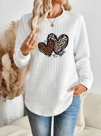 EMERY ROSE Khaki Plaid Round Neck Casual Comfortable Sweatshirt, Fall/Winter - Image 16