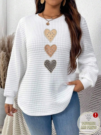 EMERY ROSE Khaki Plaid Round Neck Casual Comfortable Sweatshirt, Fall/Winter - Image 24