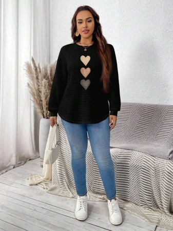 EMERY ROSE Khaki Plaid Round Neck Casual Comfortable Sweatshirt, Fall/Winter - Image 31