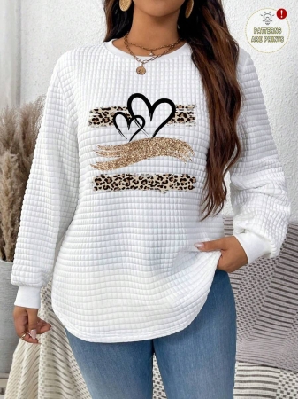 EMERY ROSE Khaki Plaid Round Neck Casual Comfortable Sweatshirt, Fall/Winter - Image 33