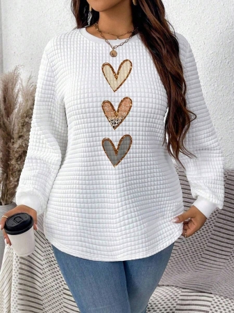 EMERY ROSE Khaki Plaid Round Neck Casual Comfortable Sweatshirt, Fall/Winter - Image 45