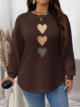 EMERY ROSE Khaki Plaid Round Neck Casual Comfortable Sweatshirt, Fall/Winter - Image 66