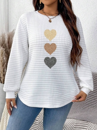 EMERY ROSE Khaki Plaid Round Neck Casual Comfortable Sweatshirt, Fall/Winter - Image 78