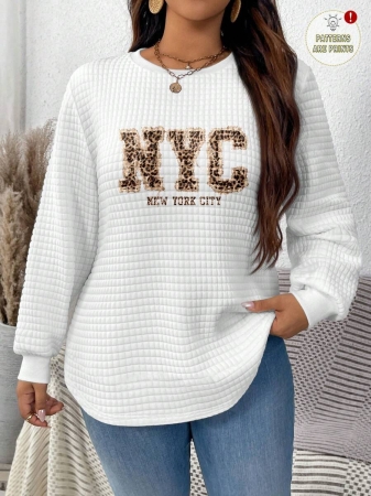 EMERY ROSE Khaki Plaid Round Neck Casual Comfortable Sweatshirt, Fall/Winter - Image 79