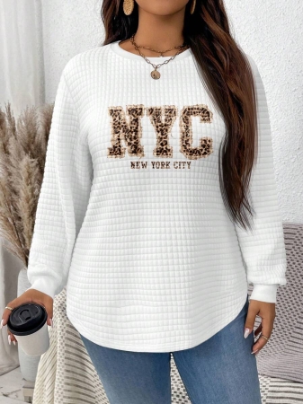 EMERY ROSE Khaki Plaid Round Neck Casual Comfortable Sweatshirt, Fall/Winter - Image 83