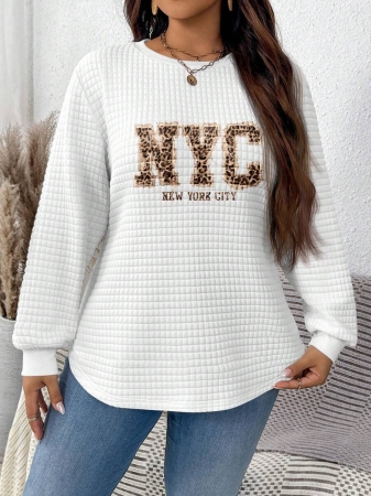 EMERY ROSE Khaki Plaid Round Neck Casual Comfortable Sweatshirt, Fall/Winter - Image 84