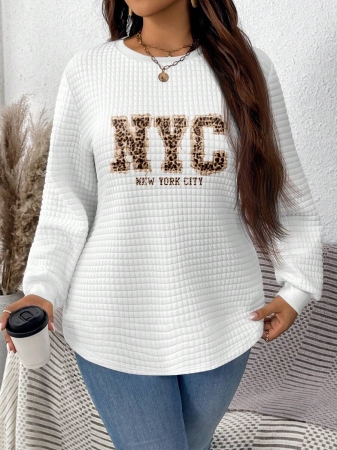 EMERY ROSE Khaki Plaid Round Neck Casual Comfortable Sweatshirt, Fall/Winter - Image 85