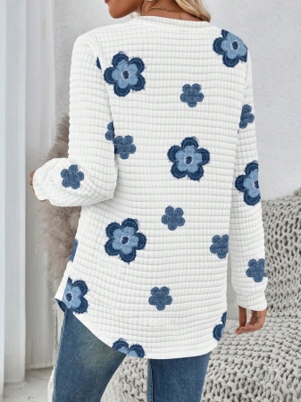 EMERY ROSE Khaki Plaid Round Neck Casual Comfortable Sweatshirt, Fall/Winter - Image 91