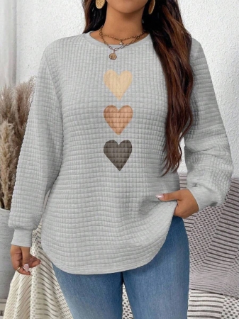 EMERY ROSE Khaki Plaid Round Neck Casual Comfortable Sweatshirt, Fall/Winter - Image 93