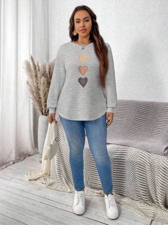 EMERY ROSE Khaki Plaid Round Neck Casual Comfortable Sweatshirt, Fall/Winter - Image 95