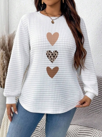 EMERY ROSE Khaki Plaid Round Neck Casual Comfortable Sweatshirt, Fall/Winter - Image 105