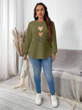 EMERY ROSE Khaki Plaid Round Neck Casual Comfortable Sweatshirt, Fall/Winter - Image 119