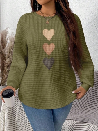 EMERY ROSE Khaki Plaid Round Neck Casual Comfortable Sweatshirt, Fall/Winter - Image 120