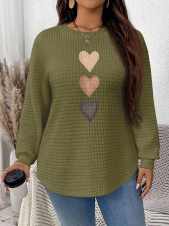 EMERY ROSE Khaki Plaid Round Neck Casual Comfortable Sweatshirt, Fall/Winter - Image 121