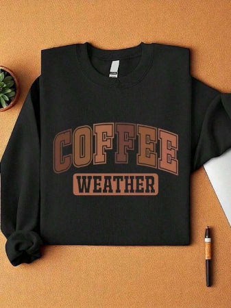 Coffee Weather Sweatshirts, Women's Fall Season Sweater, Coffee Lover Long Sleeve Sweatshirts, Fall Lover Gift MAPA439 Comfortable Cotton Women's Autumn Clothing - Image 2