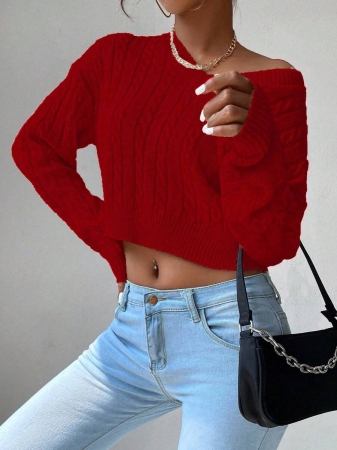 Chiquease V-Neck Cable Knit Sweater,Long Sleeve Tops Knit Pullover Fall Winter Outfit - Image 15